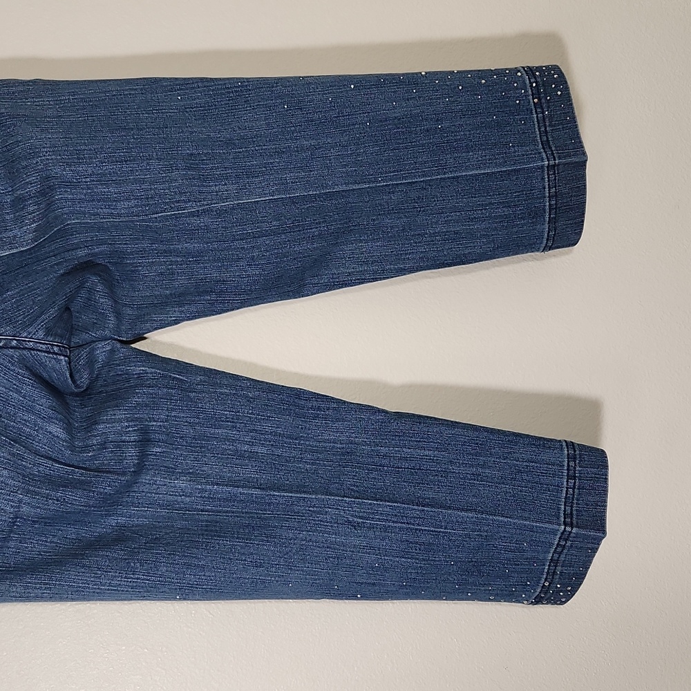 Christine Alexander Crystal Rhinestone Embellished Cropped Jeans Sz 8 - Picture 10 of 13